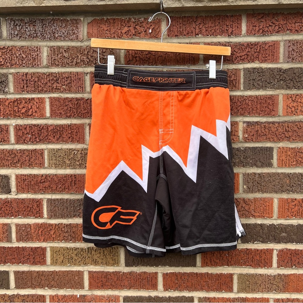 Cage Fighter Orange and Black Muay Thai Boxing Athletic Shorts